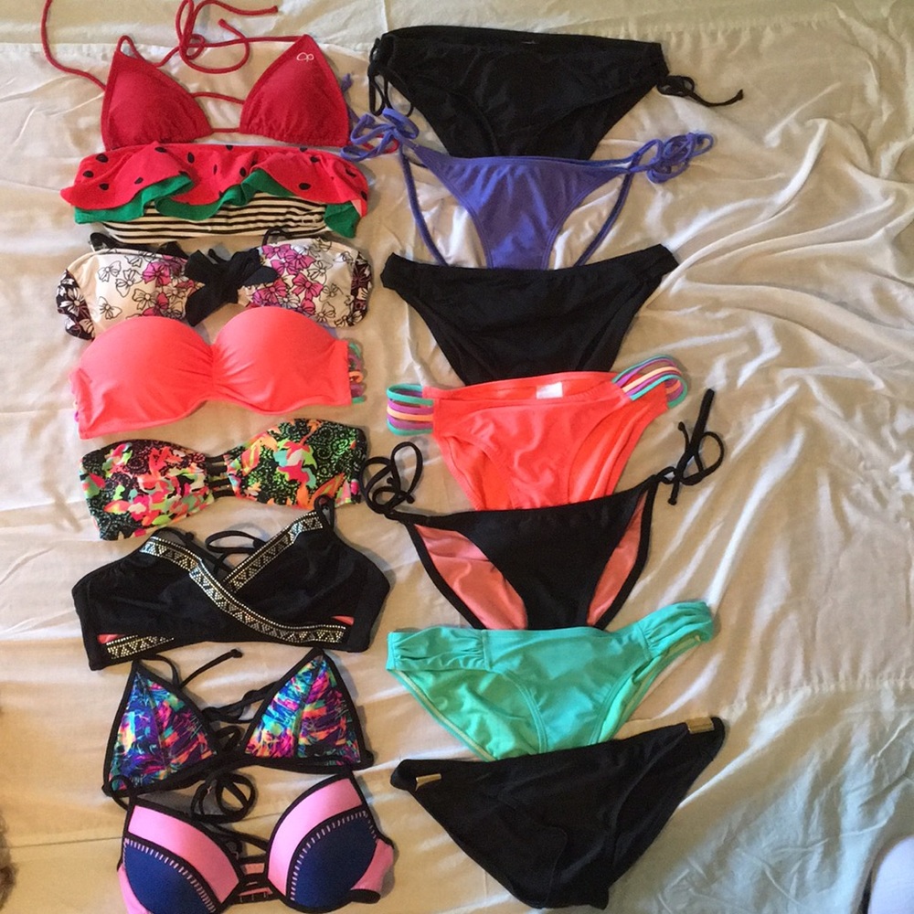Lot of 8 swim tops and 7 bottoms
